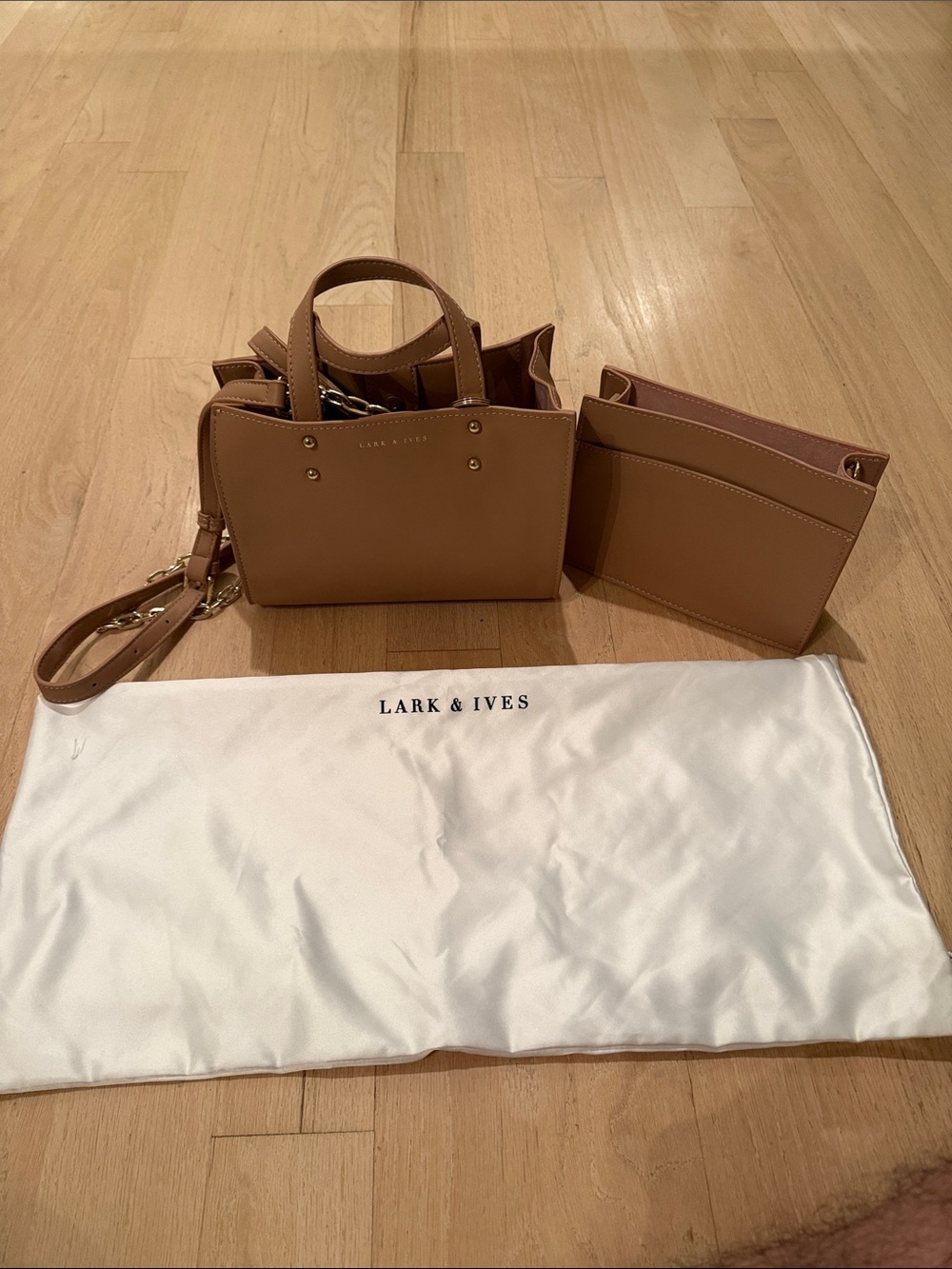 Lark & Ives Tan Mini Tote with Detachable Strap